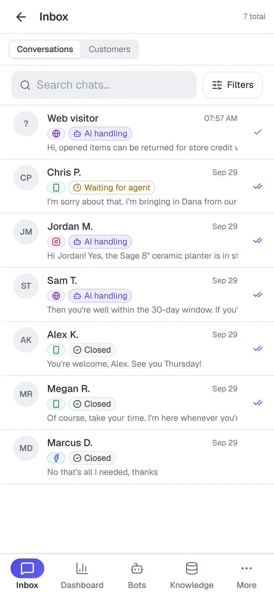 The Risolva inbox on a phone